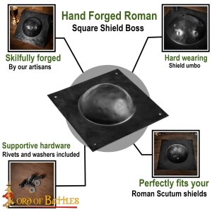 Square Shield Boss Handmade Steel Umbo for Roman Scutum Shields
