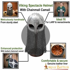 Viking Spectacle Helmet with Butted Chainmail Camail 16 gauge