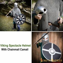 Viking Spectacle Helmet with Butted Chainmail Camail 16 gauge