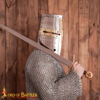 Crusader Knight Pot Helm Battle Ready with Brass Cross 16 gauge