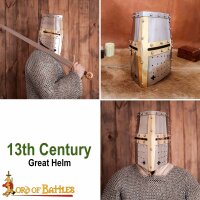 Crusader Knight Pot Helm Battle Ready with Brass Cross 16 gauge