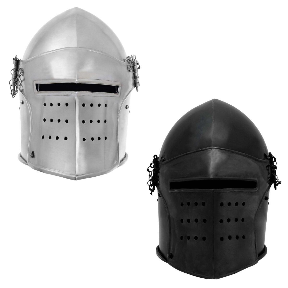 Schwarzer Ritter Korbhelm mit Abnehmbarem Visier und...