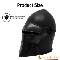 Black knight basinet helmet with Detachable Visor and Leather Liner