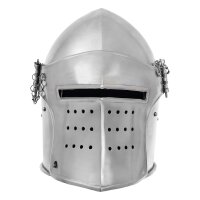 Black knight basinet helmet with Detachable Visor and Leather Liner