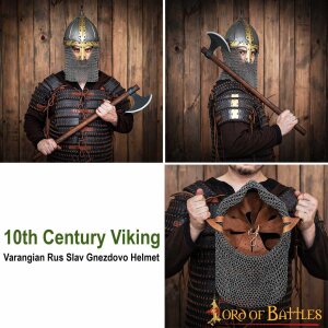 10th century Viking Varangian Rus Slav Gnezdovo helmet with Butted Chainmail Camail 16 gauge