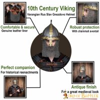 10th century Viking Varangian Rus Slav Gnezdovo helmet with Butted Chainmail Camail 16 gauge