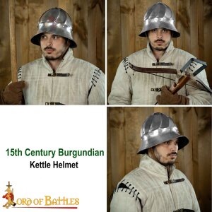 Burgundian Kettle Helmet Historically Accurate 15th century helmet 16 gauge