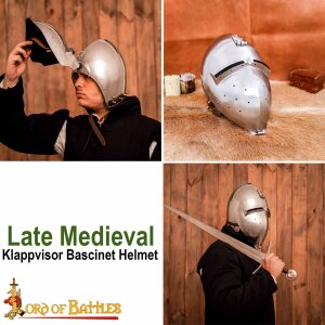 Medieval Klappvisor Bascinet Helmet with Padded Liner 16 gauge