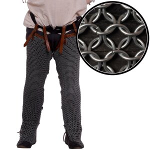 Chainmail Leggings Chausses / Hoses with Genuine Leather...