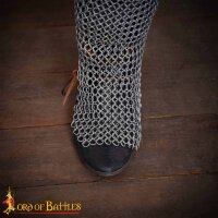 Chainmail Leggings Chausses / Hoses with Genuine Leather Fittings, Mild Steel Butted Rings, 10 mm 16 gauge