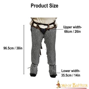 Flat Ring Chainmail Leggings Chausses Hoses, Riveted and Alternating, ID 6 mm, Mild Steel