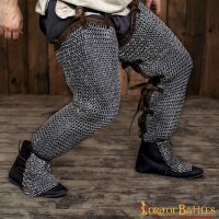 Flat Ring Chainmail Leggings Chausses Hoses, Riveted and Alternating, ID 6 mm, Mild Steel