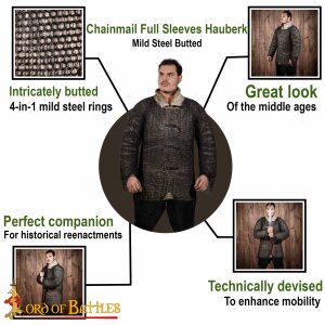 Round Ring Chainmail Hauberk Shirt, Butted, ID 10 mm, blackened