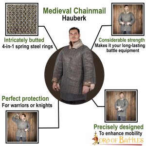 Round Ring Chainmail Hauberk Shirt, Butted, ID 9 mm, Spring Steel