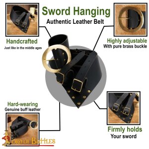 Leather Sword Hanging Belt Twin-Buckle Baldric