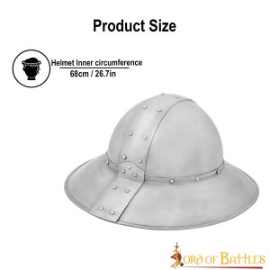 Medieval Kettle Helmet with Genuine Leather Liner 16 gauge