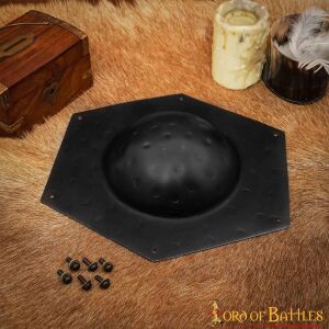 Hexagonal steel shield boss, 16 gauge (1.6 mm), handcrafted