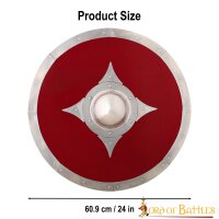 Viking Wooden Red Combat Shield with Steel Fittings and Umbo
