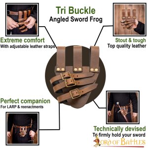 Tri Buckle Angled Sword Frog Genuine Leathercraft