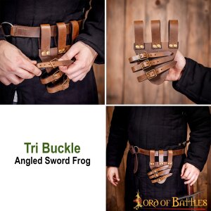 Tri Buckle Angled Sword Frog Genuine Leathercraft