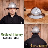 Medieval Infantry Kettle Hat Steel Helmet