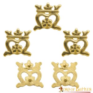 The Crown Pure Solid Brass Leather Mounts Set of 5...