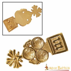 Medieval Trefoil Pure Solid Brass Belt End Chape Fully Functional Accessory