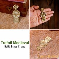 Medieval Trefoil Pure Solid Brass Belt End Chape Fully Functional Accessory