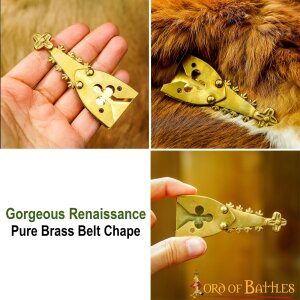 Renaissance Pure Solid Brass Belt End Chape Functional Accessory