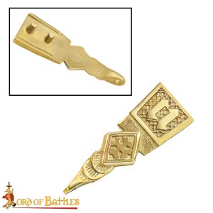 Intricate Medieval Pure Solid Brass Belt End Chape Functional Accessory