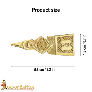 Intricate Medieval Pure Solid Brass Belt End Chape Functional Accessory