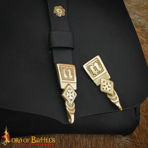 Intricate Medieval Pure Solid Brass Belt End Chape Functional Accessory