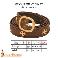 Medieval Crusader Genuine Leather Belt Pure Brass Cross Belt Mount Brown