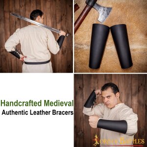 Handcrafted Medieval Authentic Leather Bracers