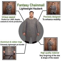 Chainmail Hauberk Shirt, Butted, ID 10 mm, Round Rubber and Aluminium Rings