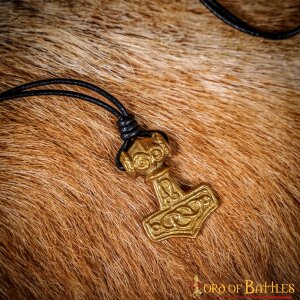 Mjolnir Hammer Pure Solid Brass Pendant Accessory with Genuine Leather Cord