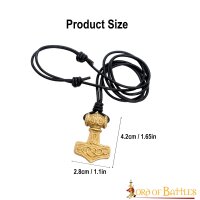 Mjolnir Hammer Pure Solid Brass Pendant Accessory with Genuine Leather Cord