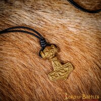 Mjolnir Hammer Pure Solid Brass Pendant Accessory with Genuine Leather Cord