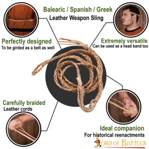 Balearic Roman Greek Sling Handcrafted Genuine Leather Braided Cords