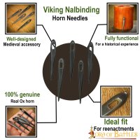 Viking Nalbinding Horn Needles Set of 5 Genuine Horn Accessory