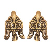 Antique Brass Viking Winingas Raven Hooks Set of 2