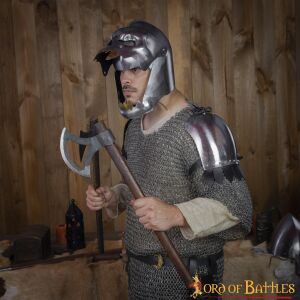 Medieval Spaulders with elegant Leather edges 16 gauge