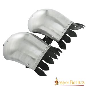 Medieval Spaulders with elegant Leather edges 16 gauge