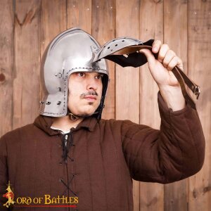 Late Medieval Klappvisor Bascinet Fully Functional BATTLE READY Steel Helmet 16 gauge