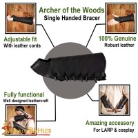 Archer Genuine Leather Single Handed Bracers Functional Arm Protection Black