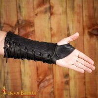 Archer Genuine Leather Single Handed Bracers Functional Arm Protection Black