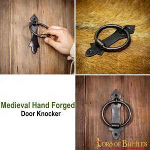 Medieval Iron Hand Forged Functional Door Knocker Vintage Accessory