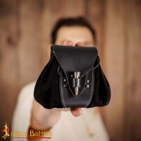 Medieval Leather Belt Pouch with Real Horn Toggle