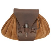 Medieval Leather Belt Pouch with Real Horn Toggle