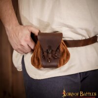 Medieval Leather Belt Pouch with Real Horn Toggle